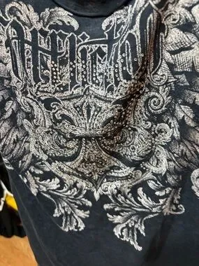 Affliction | Tops | Affliction Rhinestone Wing Graphic Tee Distressed ...